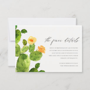GREEN WATERCOLOUR DESERT CACTUS FLOWER INFORMATION INVITATION