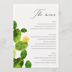 GREEN WATERCOLOUR DESERT CACTUS FLOWER  MENU