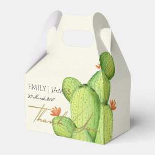 GREEN WATERCOLOUR DESERT CACTUS FLOWER MONOGRAM FAVOUR BOX