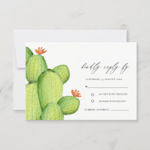 GREEN WATERCOLOUR DESERT CACTUS FLOWER  RSVP