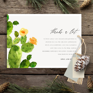 GREEN WATERCOLOUR DESERT CACTUS FLOWER  THANK YOU CARD