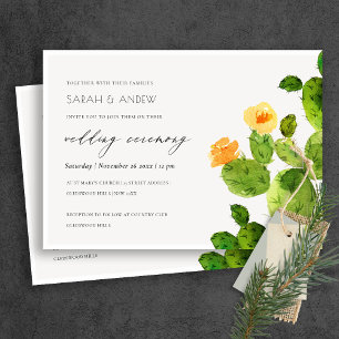 GREEN WATERCOLOUR DESERT CACTUS FLOWER WEDDING INVITATION
