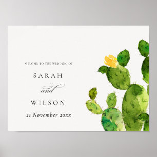 GREEN WATERCOLOUR DESERT CACTUS FLOWER  WEDDING POSTER