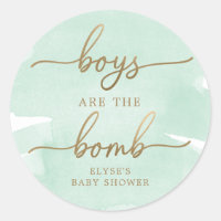 Green Watercolour Gold Bath Bomb Favour Sticker