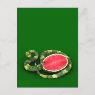 Green Watermelon Snake Postcard