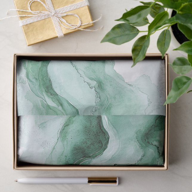 Green Wave Abstract Birthday Tissue Paper (Gift)