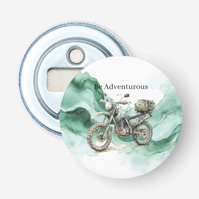 Green Wave Motorcycle Be Adventurous Bottle Opener (Front)