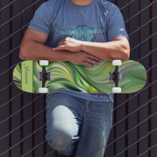 green wave pattern abstract skateboard