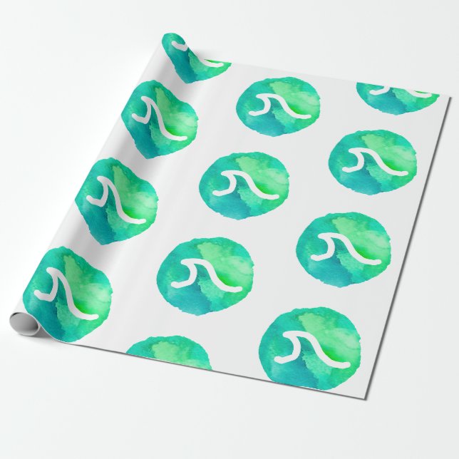 Green Wave Pattern Wrapping Paper (Unrolled)
