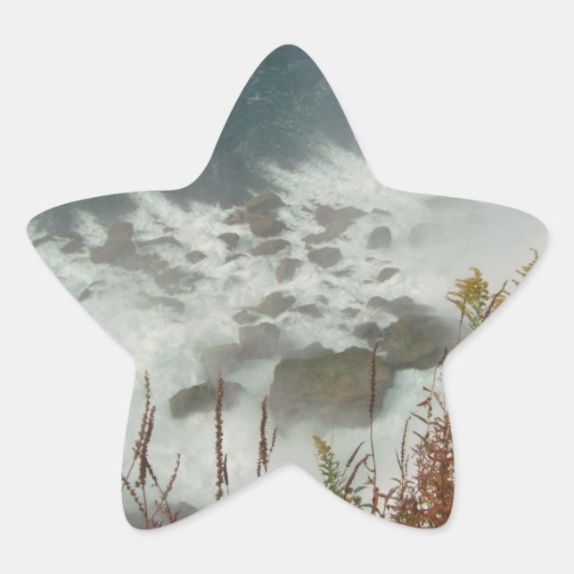 Green Waves Blue White Water Abstract Nature Rocks Star Sticker (Front)
