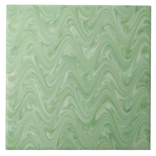 Green Wavy Abstract Pattern Ceramic Tile