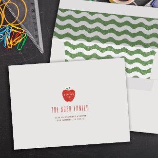 Green Wavy Apple Self-Addressed Graduation  Envelope