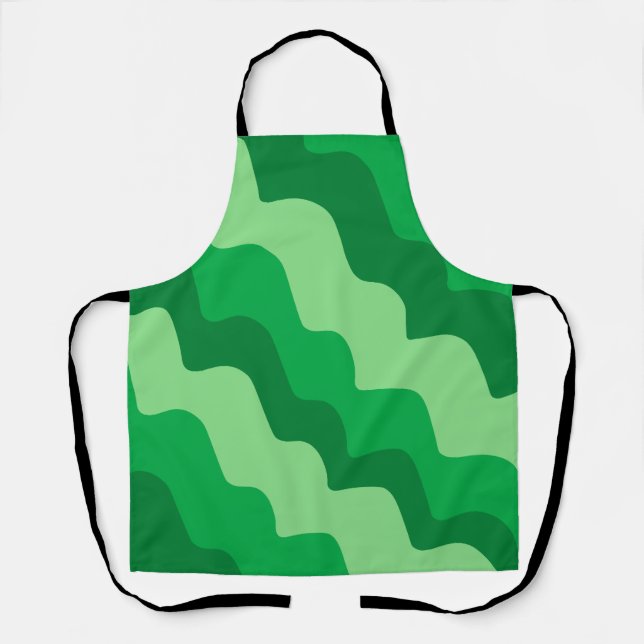 Green wavy ocean waves gradient  apron (Front)