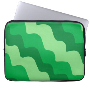 Green wavy ocean waves gradient  laptop sleeve