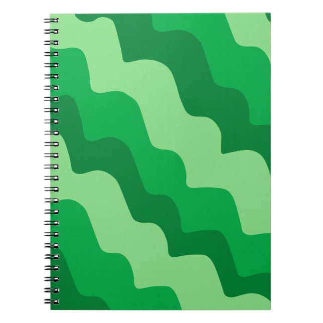 Green wavy ocean waves gradient  notebook (Front)