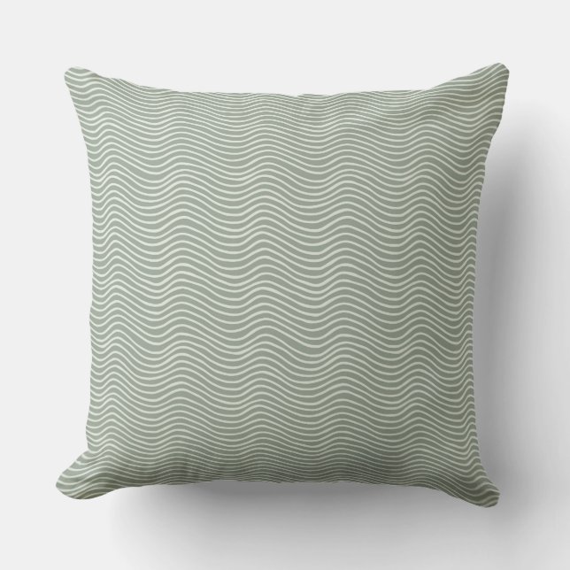 Green Wavy Pattern Cushion (Front)