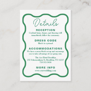 Green Wavy Retro Wedding Enclosure Card