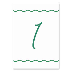 Green Wavy Retro Wedding  Table Number