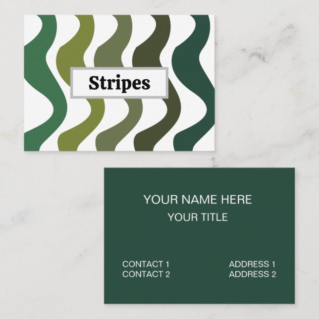 Green Wavy Stripes Business Card (Front/Back)
