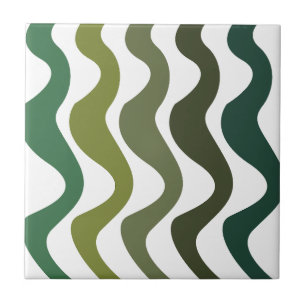 Green Wavy Stripes Ceramic Tile