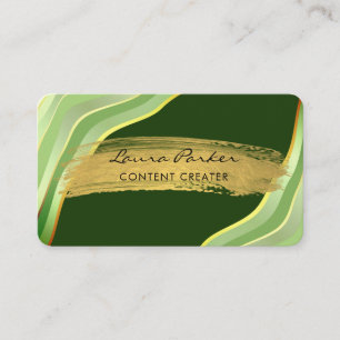 Green Wavy Stripes Elegant Modern Curvy Business Card