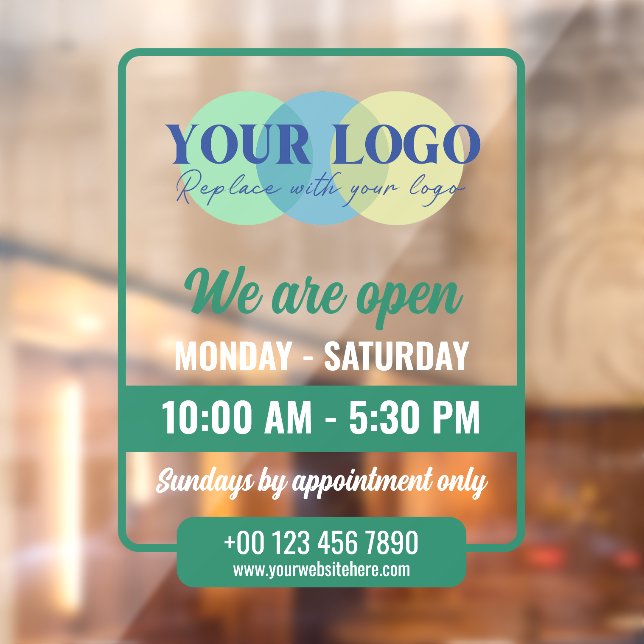 Green We Are Open Hours With Your Logo (Sheet 2)