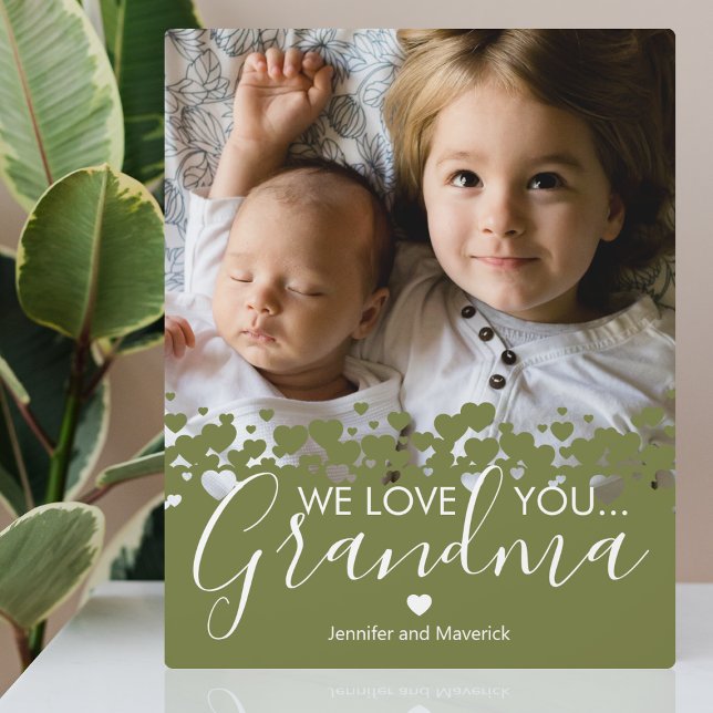 Green We Love You Grandma Photo Plaque (Creator Uploaded)