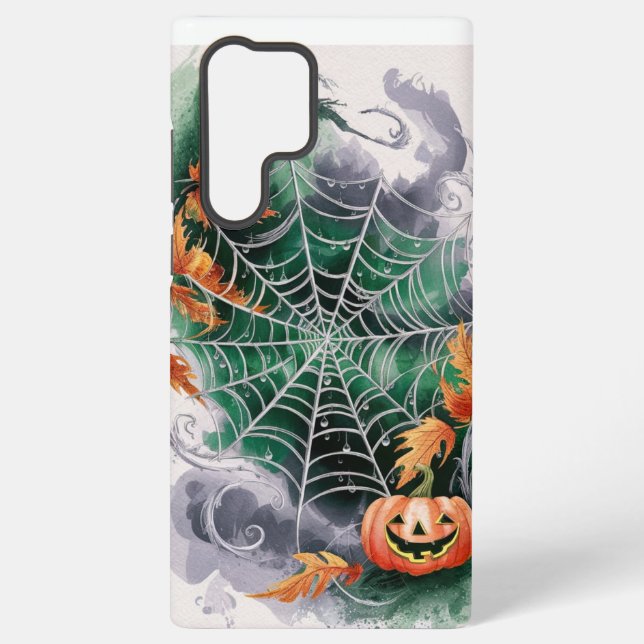 Green Web Pattern Samsung Galaxy S22 Ultra Case (Back)