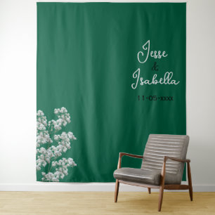 Green Wedding Backrop Tapestry