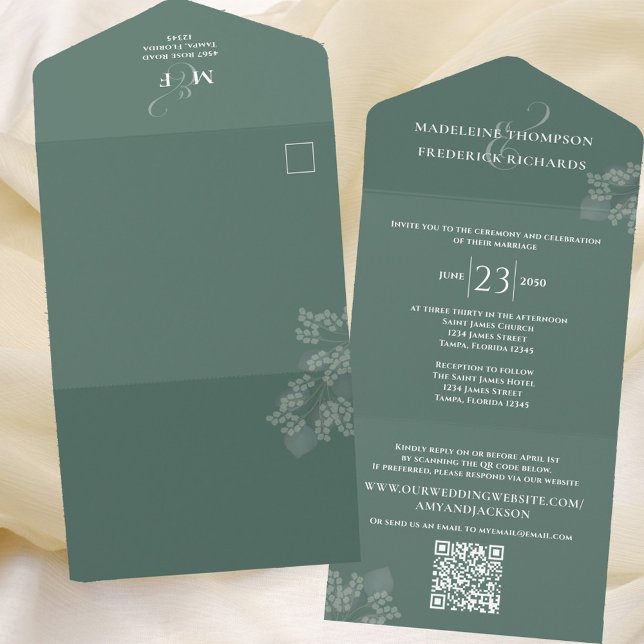 Green Wedding Elegant Greenery Custom All In One Invitation (Creator Uploaded)