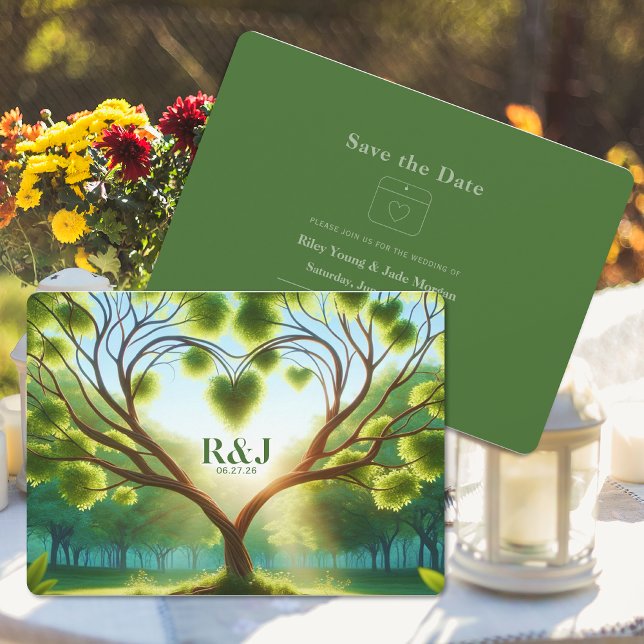 Green Wedding Flat Save The Date Card (Creator Uploaded)