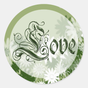 Green Wedding Floral Love Envelope Seal