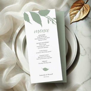 Green Wedding Foliage Menu Card