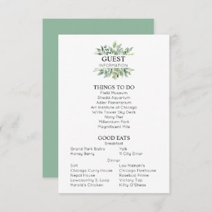 Green Wedding Guest Information Enclosure Card