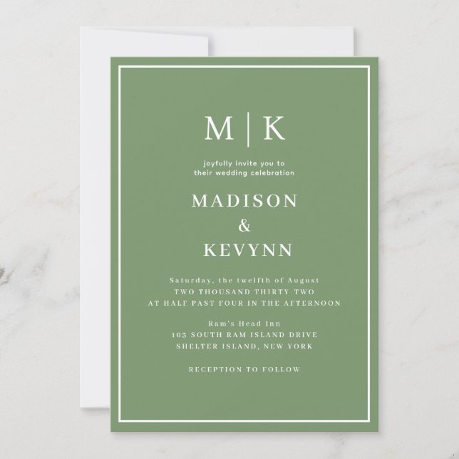 Green  Wedding Invitation (Front)