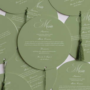 Green Wedding Menu Round Card