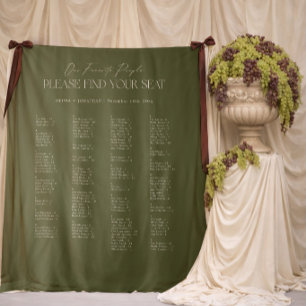 Green Wedding Seating Chart Alphabetical Fabric Tapestry