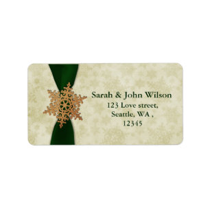 green wedding snowflake return address label
