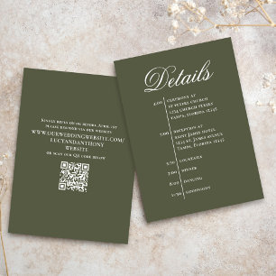 Green Wedding Timeline Details Simple RSVP Enclosure Card