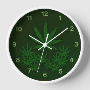 Green Weed Green Numbers Clock