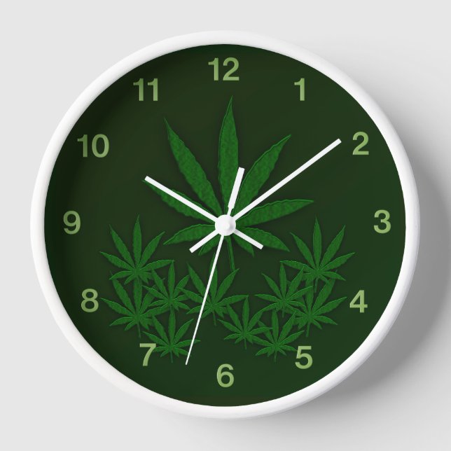 Green Weed Green Numbers Clock (Front)