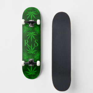 Green Weed Monogramed  Skateboard