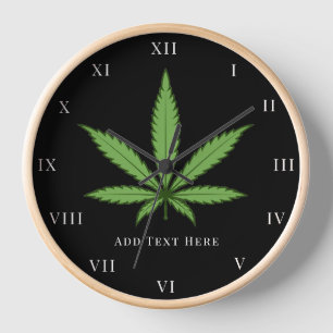 Green Weed Smoke Nature Floral Flowers Clock