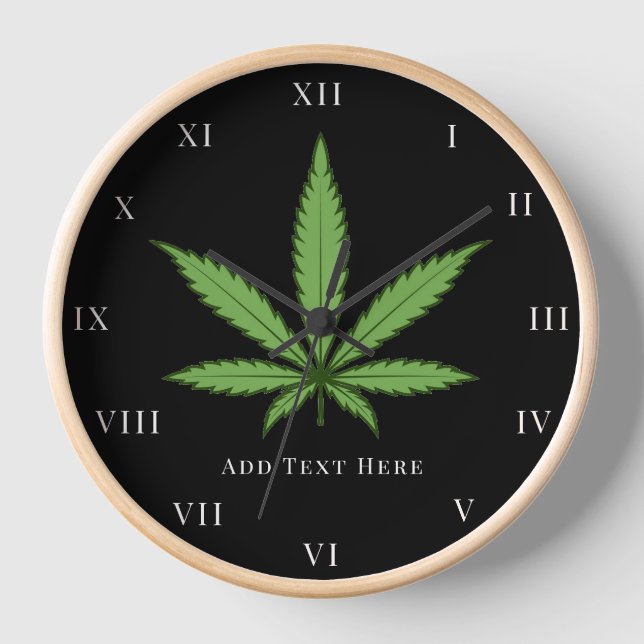 Green Weed Smoke Nature Floral Flowers Clock (Front)