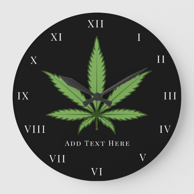 Green Weed Smoke Nature Floral Flowers Large Clock (Front)