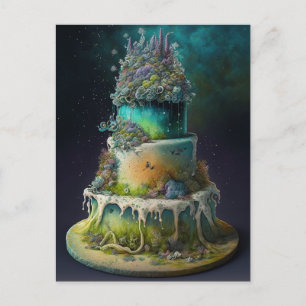 Green Weed Wedding Cake  Postcard