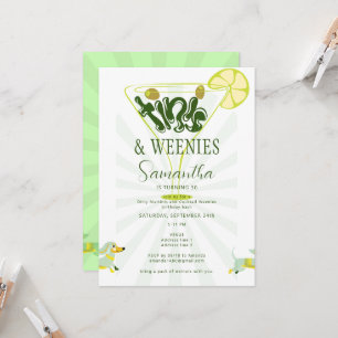 Green Weenies & Tinis Funny Martini Birthday Party Invitation