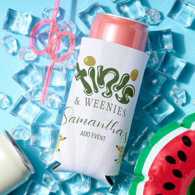 Green Weenies & Tinis Funny Martini Birthday Party Seltzer Can Cooler (In Situ Summer)