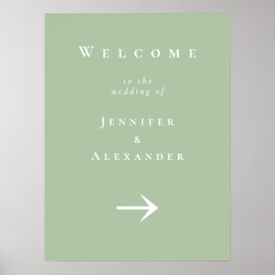 Green Welcome to Wedding Sign