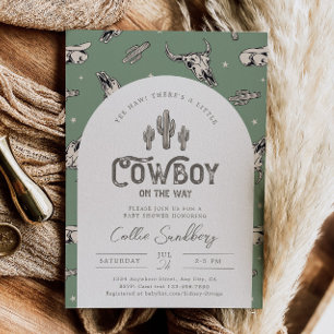 Green Western Baby Shower Invitation